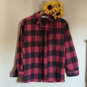 Fall Red Black Flannel Shirt Plaid Newport News Size Small